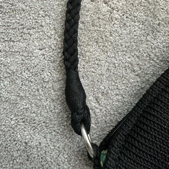 Black Lina purse with braided handle and groovy liner - Picture 3 of 6